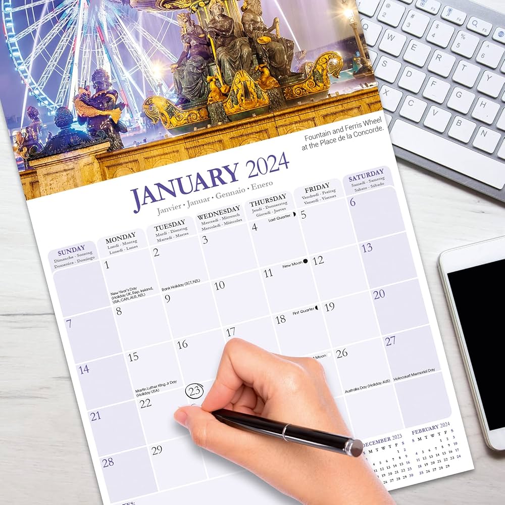 Paris Calendar 2024 | Square Travel Wall Calendar - 16 Month